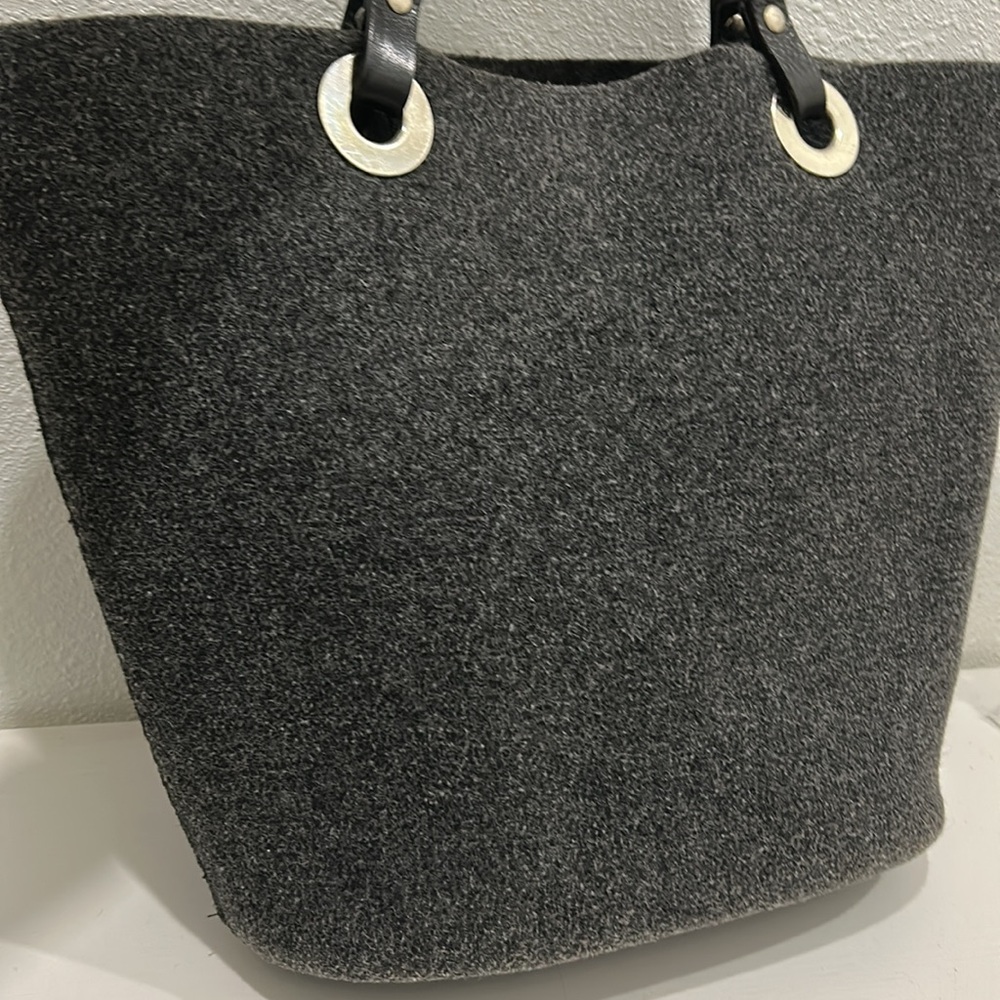 Banana Republic Y2K Wool Large Tote Bag with Leather Straps - Picture 9 of 14